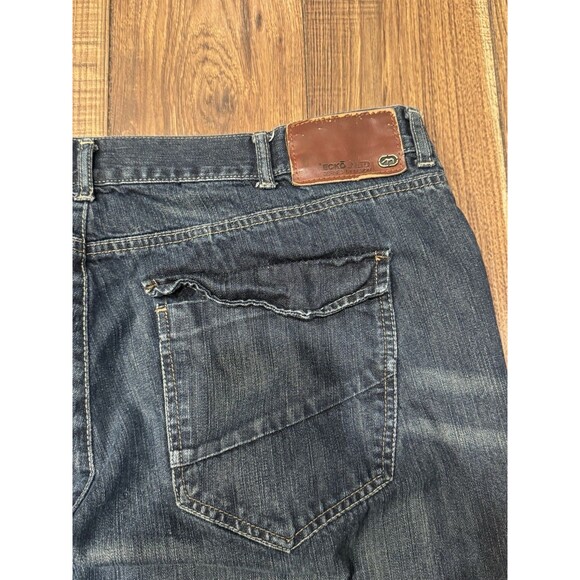 Ecko Unltd Y2K Faded Dark Wash Jeans Baggy 42x32 Faded Grunge Skater Whiskered - Picture 4 of 8